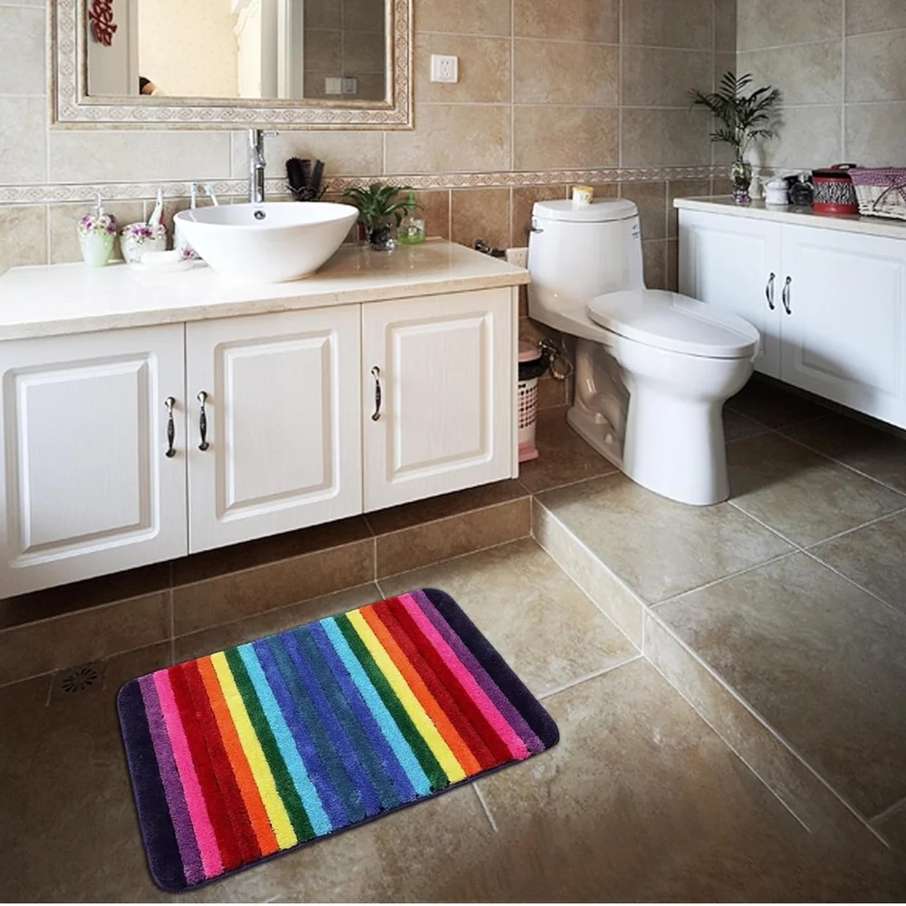 Colorful Striped Bath Mat 19
